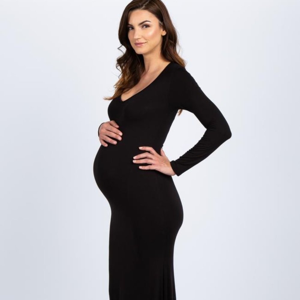 PinkBlush Black Long Sleeve Maternity Gown